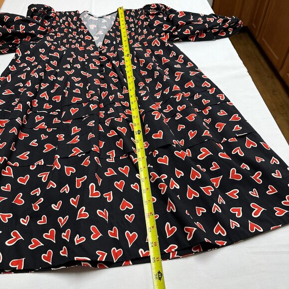 Hunter Bell Womens Jenkins Heart Print Dress Size Small Puff Sleeve Valentines - Picture 7 of 11